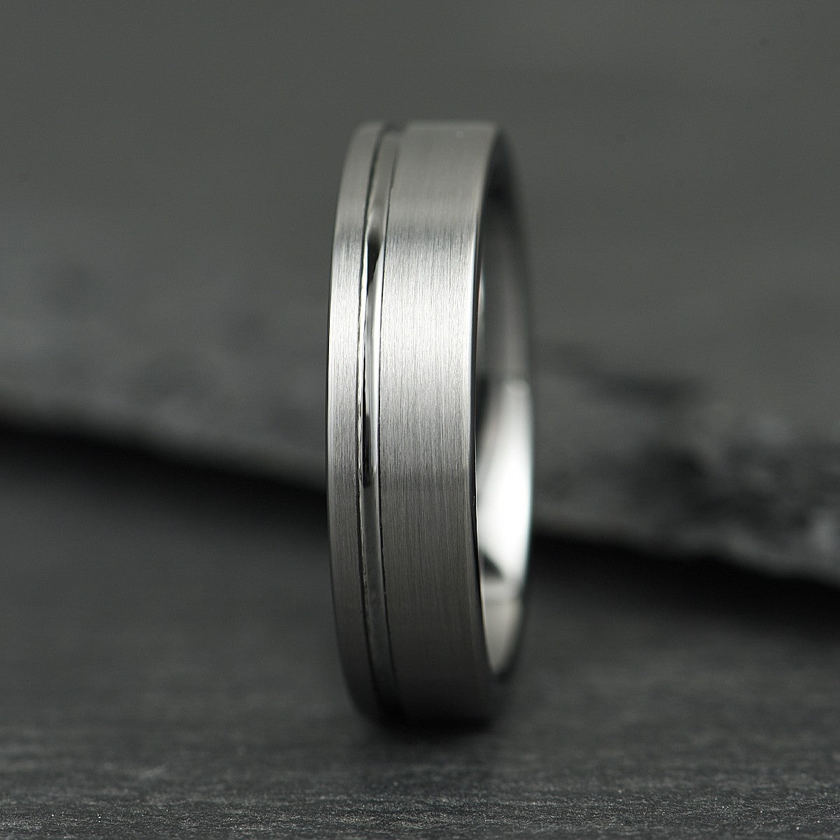 The Axis – Brushed Silver Tungsten Ring