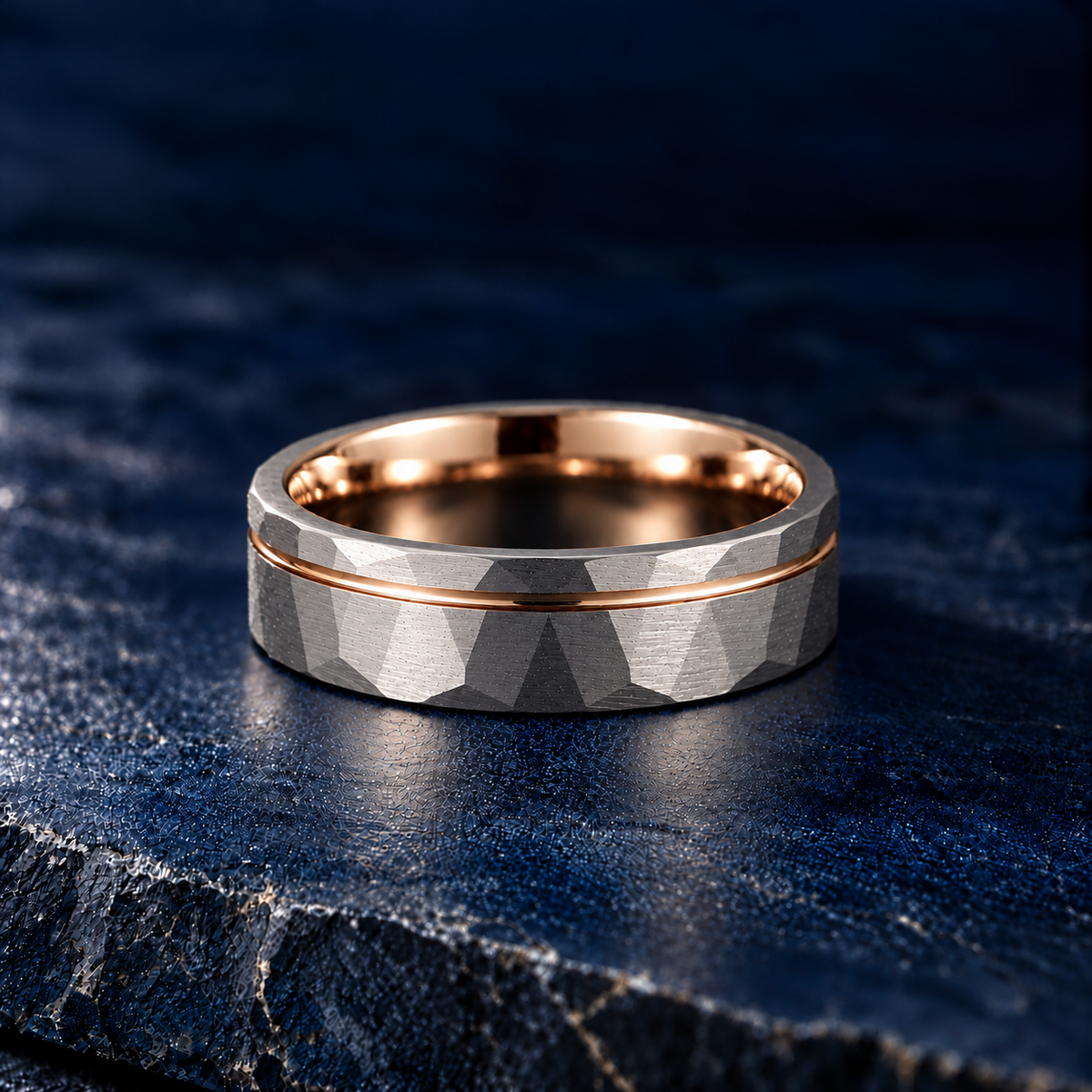 The Forge – Silver Tungsten Rose Gold Accent