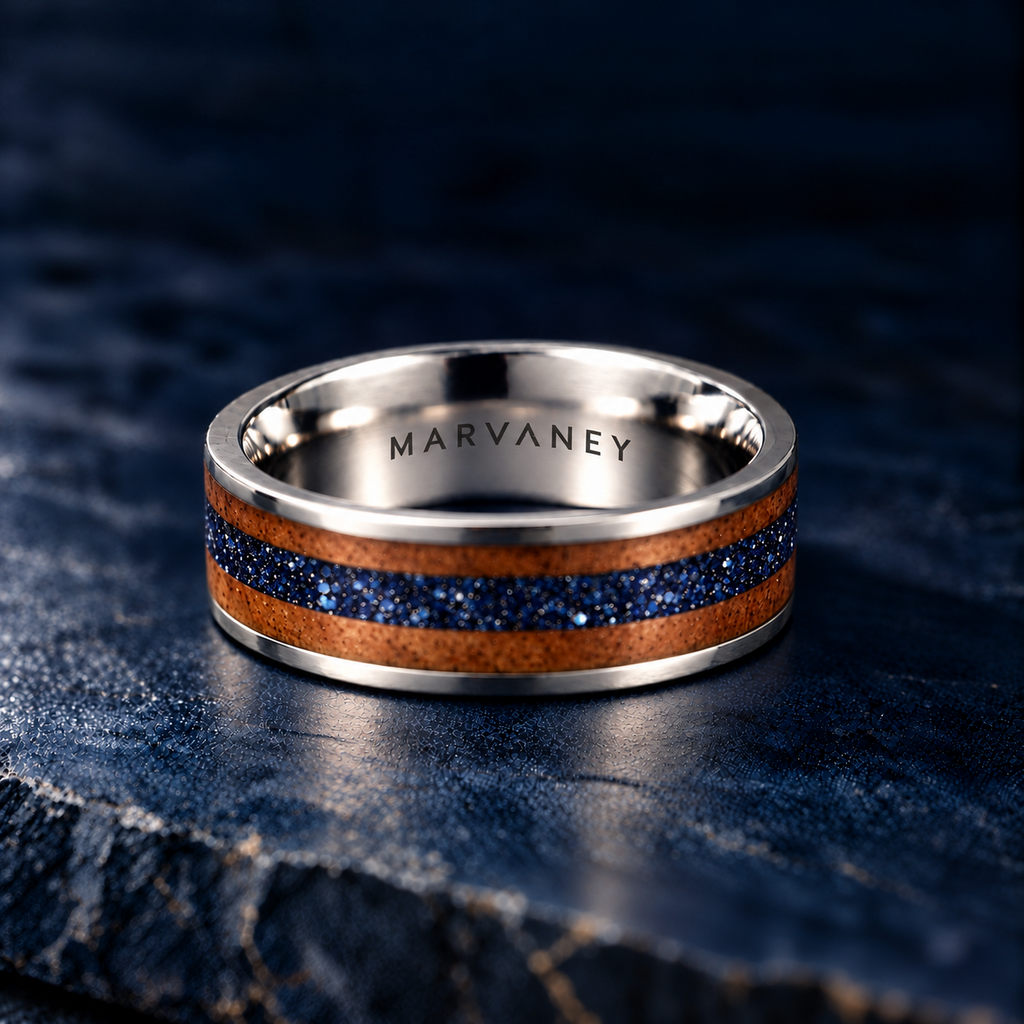 The Canyon – Silver Titanium Sandstone Wood Inlay