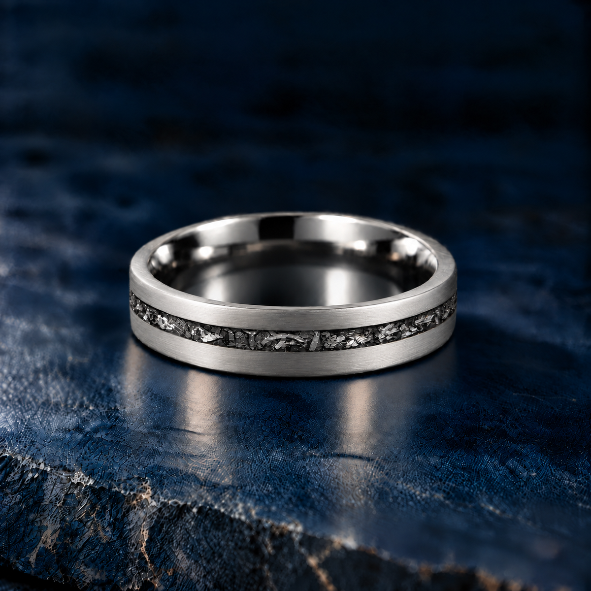 The Starfall – Silver Tungsten Meteorite Inlay