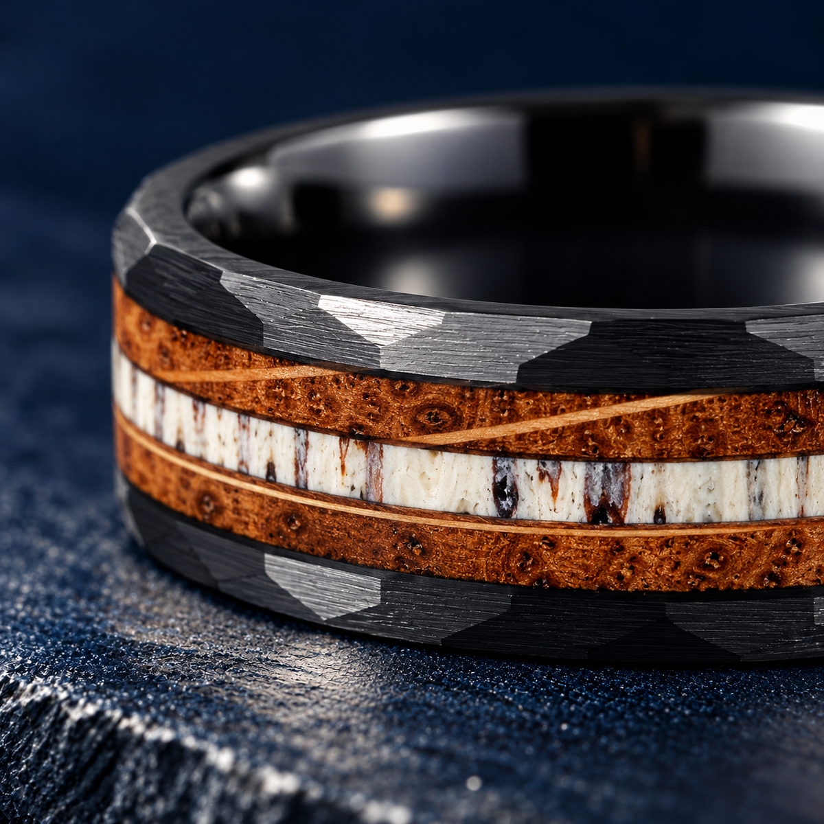 The Highland – Black Tungsten Antler Whisky Inlay
