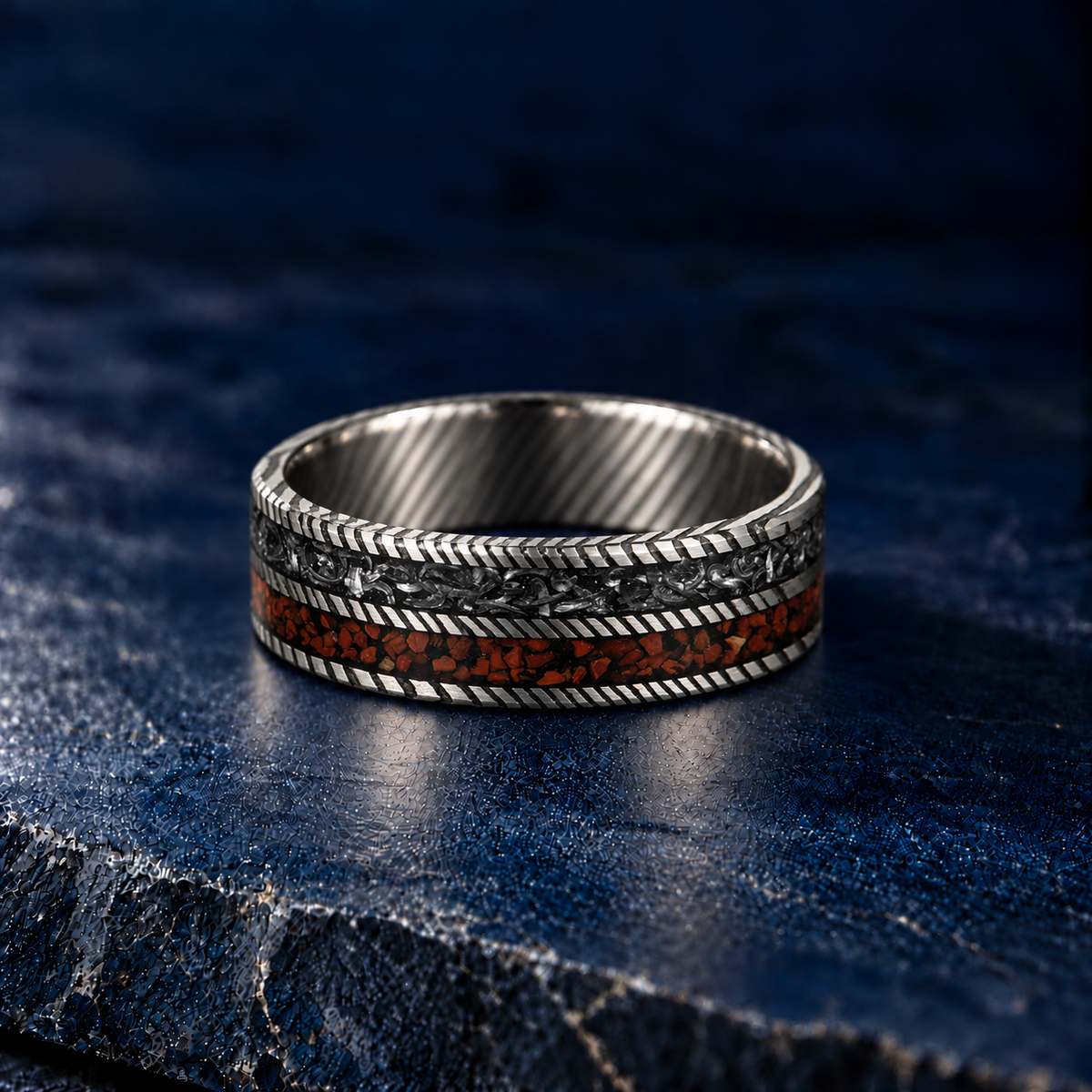 The Remnant – Silver Damascus Meteorite Bone Inlay