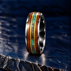The Reef – Black & Gold Tungsten Abalone Wood Inlay