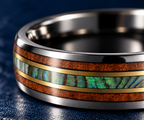 The Reef – Black & Gold Tungsten Abalone Wood Inlay