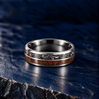 The Ammonite – Silver Tungsten Meteorite Bone Inlay