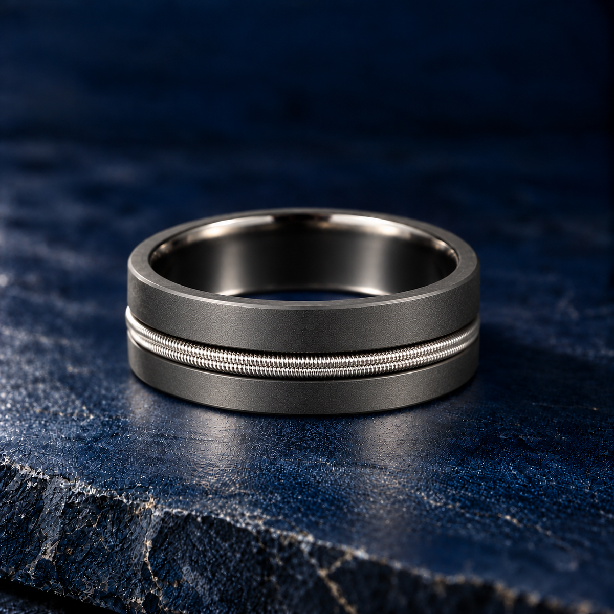 The Riff – Gun Metal Titanium Guitar String Inlay