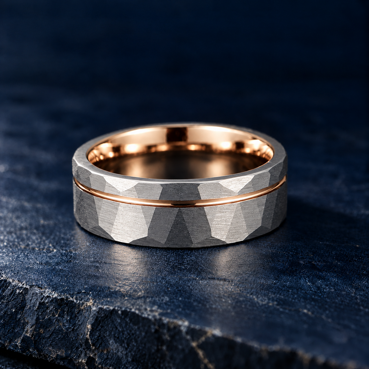 The Forge – Silver Tungsten Rose Gold Accent