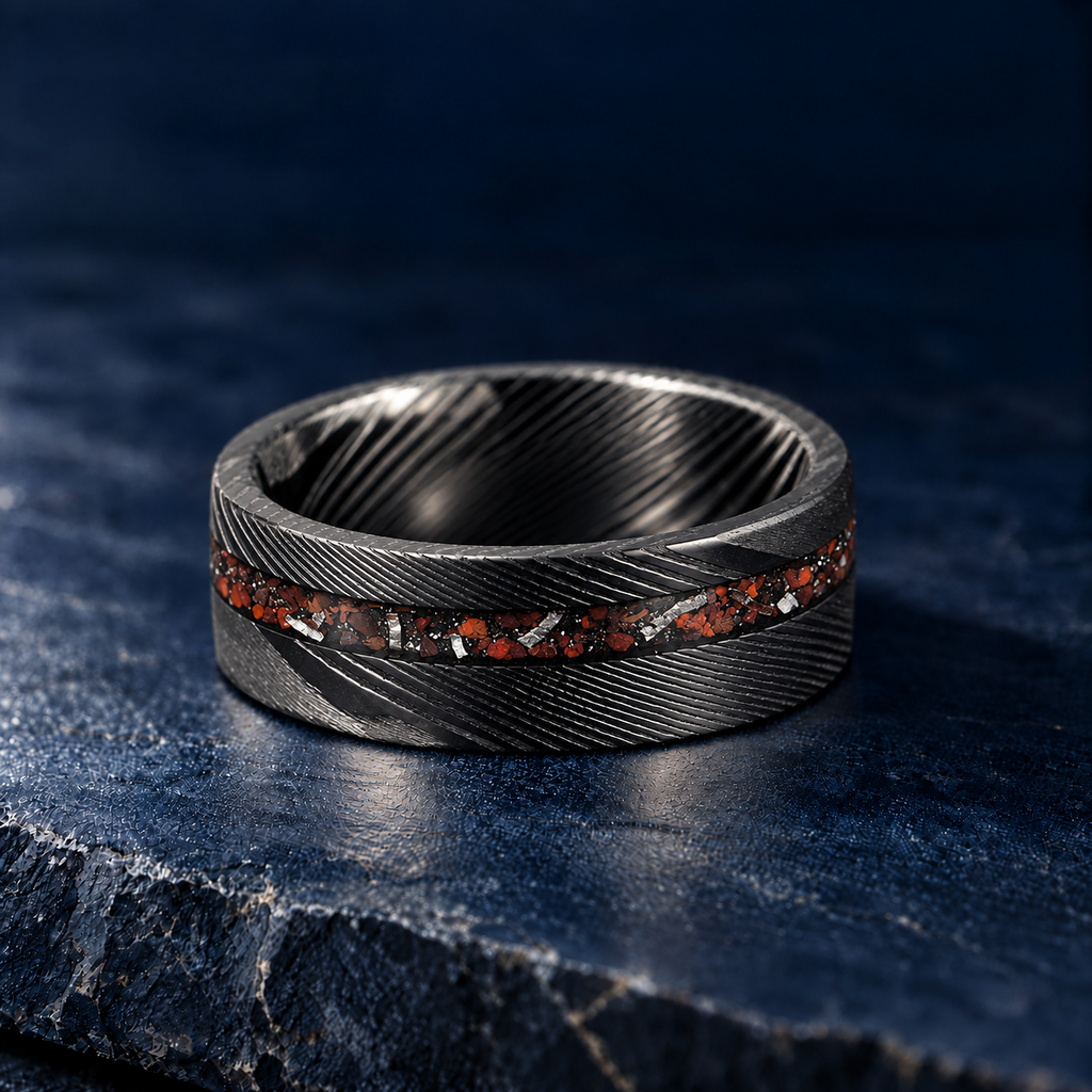 The Fathom – Black Damascus Meteorite Bone Inlay