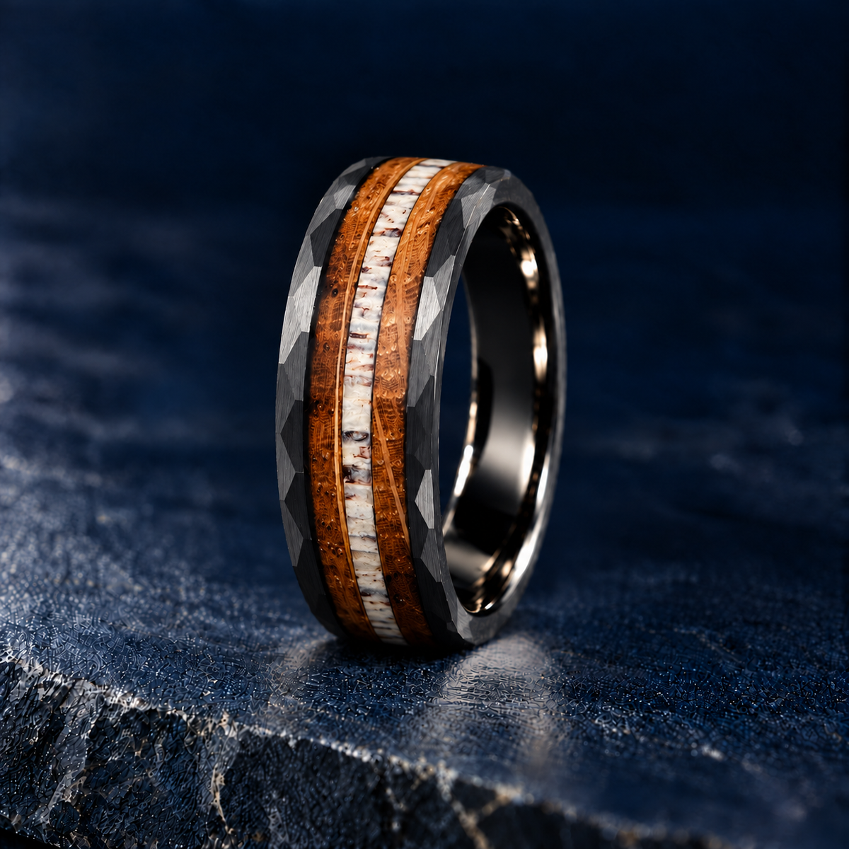 The Highland – Black Tungsten Antler Whisky Inlay