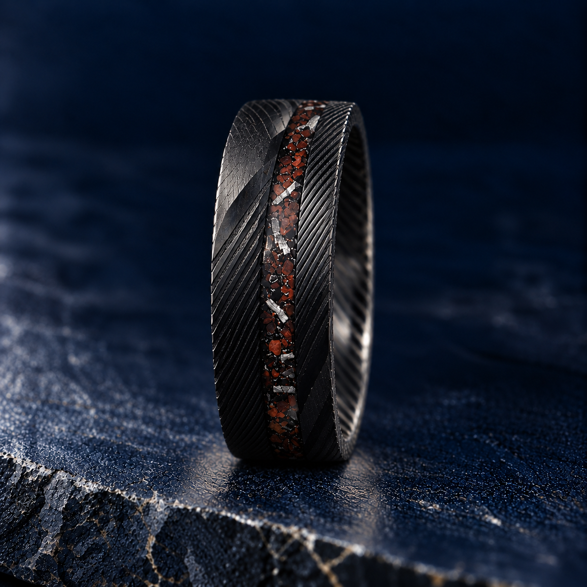The Fathom – Black Damascus Meteorite Bone Inlay