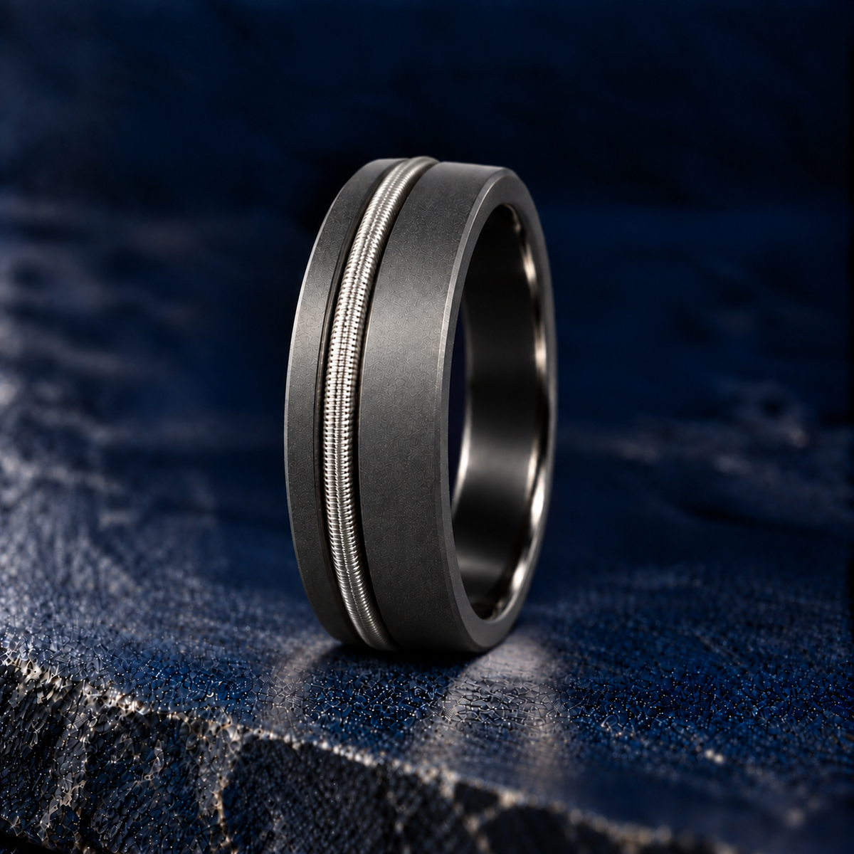 The Riff – Gun Metal Titanium Guitar String Inlay