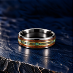 The Reef – Black & Gold Tungsten Abalone Wood Inlay