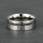 The Astra – Silver Hammered Tungsten Ring With Crushed Meteorite (4mm, 6mm, 8mm)