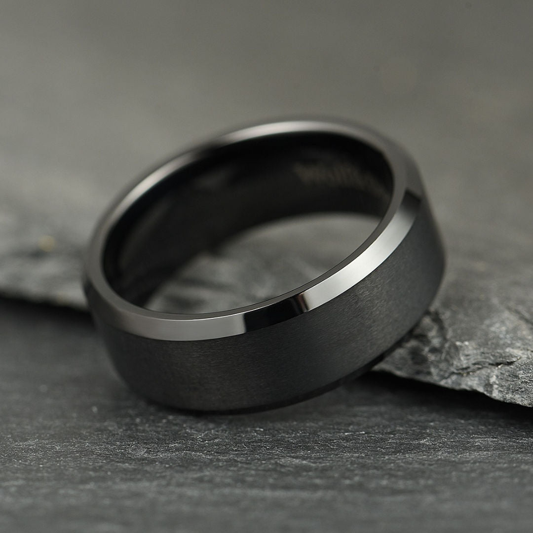 The Apex - Stealth Black Tungsten Ring (6mm, 8mm)