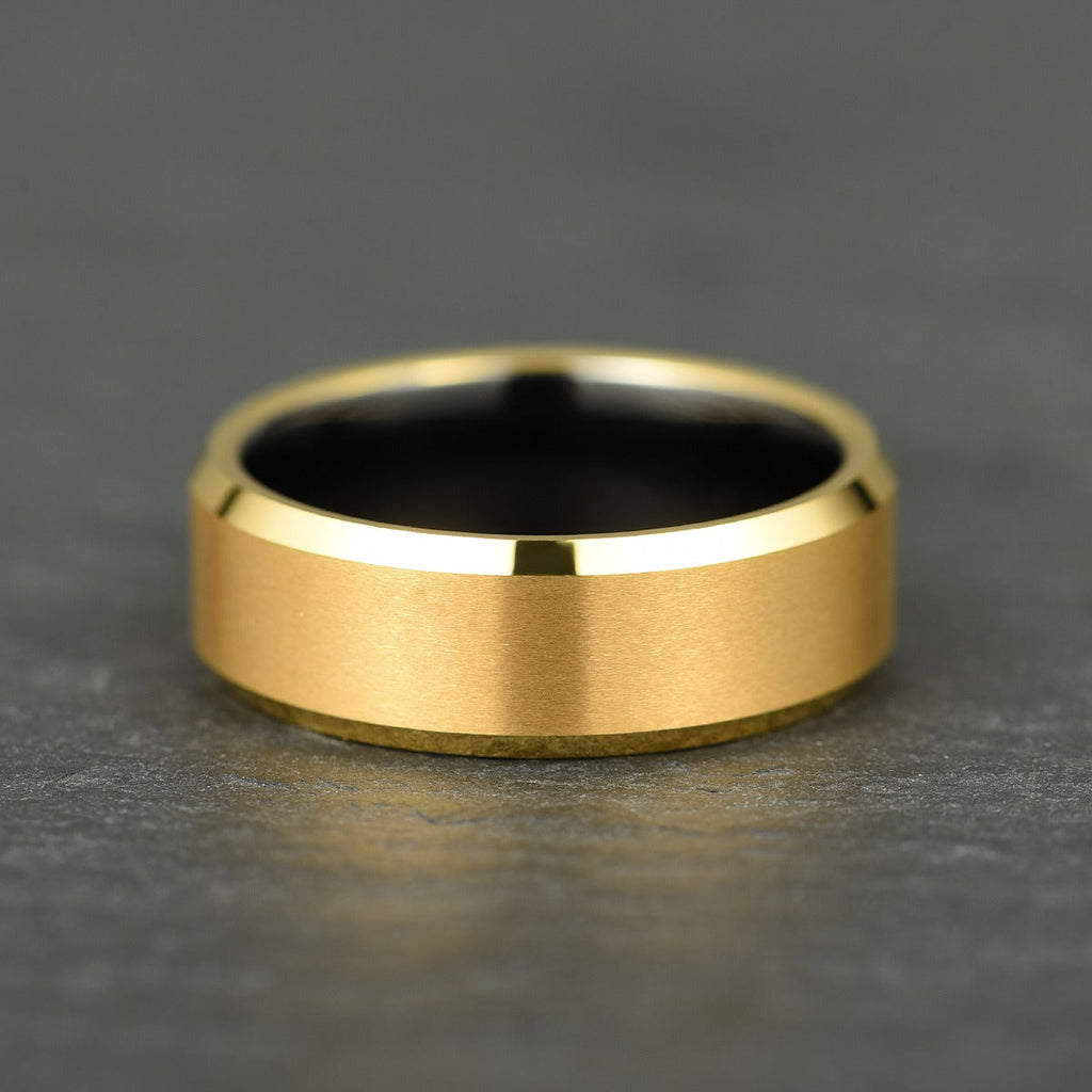 The Apex - Brushed Gold & Black Tungsten Ring (8mm)