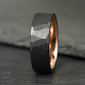The Crucible - Hammered Black & Rose Gold Tungsten Ring (8mm)