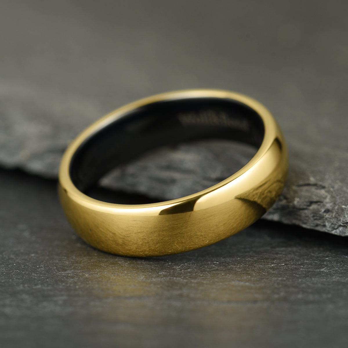 The Meridian – Polished Gold Tungsten Ring
