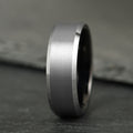 The Apex - Brushed Silver & Black Tungsten Ring (6mm, 8mm)