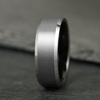 The Apex - Brushed Silver & Black Tungsten Ring (6mm, 8mm)