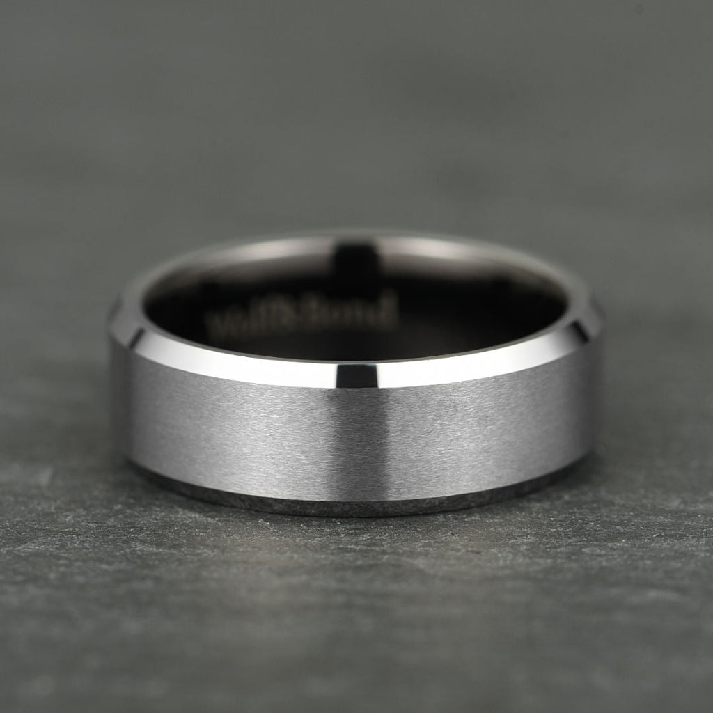 The Apex - Brushed Silver & Black Tungsten Ring (6mm, 8mm)