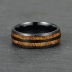 The Cask – Black Tungsten Ring With Walnut Wood Veneer (8mm)