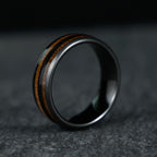 The Cask – Black Tungsten Ring With Walnut Wood Veneer (8mm)