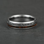The Relic - Silver Tungsten Ring With Crushed Meteorite & Dinosaur Bone (6mm, 8mm)