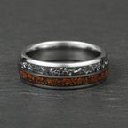 The Relic - Silver Tungsten Ring With Crushed Meteorite & Dinosaur Bone (6mm, 8mm)