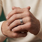 The Accord – Silver Tungsten Ring With Hammered Silver Finish & Rose Gold (6mm, 8mm)