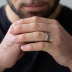 The Apex - Brushed Silver & Black Tungsten Ring (6mm, 8mm)