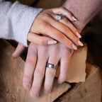 The Apex - Brushed Silver & Black Tungsten Ring (6mm, 8mm)