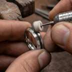 The Astra – Silver Hammered Tungsten Ring With Crushed Meteorite (4mm, 6mm, 8mm)