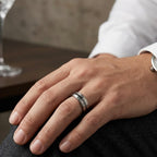The Astra – Silver Hammered Tungsten Ring With Crushed Meteorite (4mm, 6mm, 8mm)