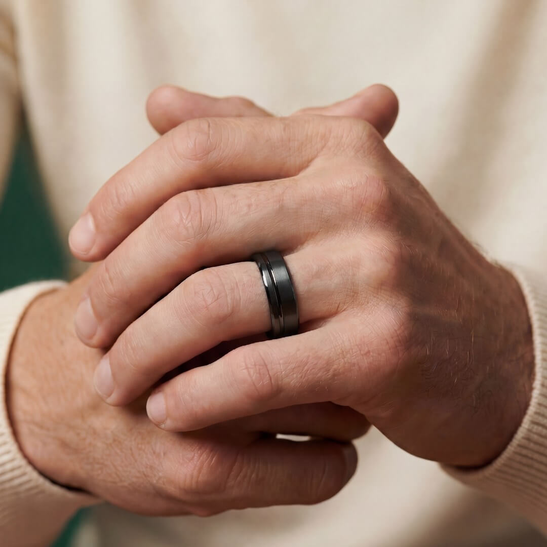 The Axis - Brushed Black Tungsten Ring (4mm, 6mm)
