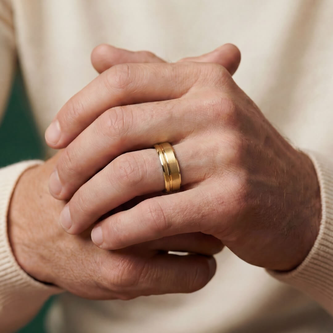 The Axis - Brushed Gold Tungsten Ring (4mm, 6mm)
