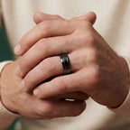 The Duet - Polished Black Tungsten Ring (6mm, 8mm)