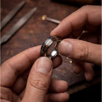 The Relic - Silver Tungsten Ring With Crushed Meteorite & Dinosaur Bone (6mm, 8mm)