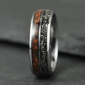 The Relic - Silver Tungsten Ring With Crushed Meteorite & Dinosaur Bone (6mm, 8mm)