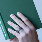 The Resonant – Gun Metal Titanium Ring With Guitar String (8mm)