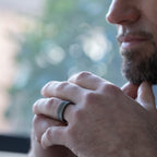 The Resonant – Gun Metal Titanium Ring With Guitar String (8mm)