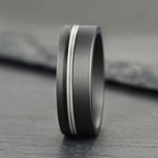 The Resonant – Gun Metal Titanium Ring With Guitar String (8mm)
