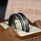 The Resonant – Gun Metal Titanium Ring With Guitar String (8mm)
