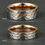 The Accord – Silver Tungsten Ring With Hammered Silver Finish & Rose Gold (6mm, 8mm)
