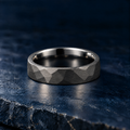 The Blackstone black tungsten ring, flat view, 6mm width