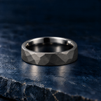 The Blackstone black tungsten ring, flat view, 6mm width