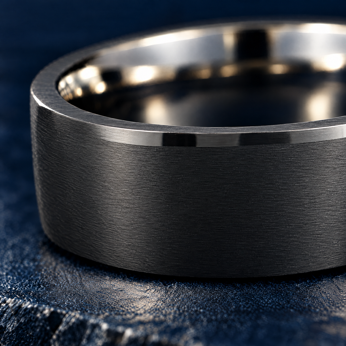 The Keystone black tungsten ring, close-up