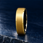 The Keystone gold and black tungsten ring, upright side view