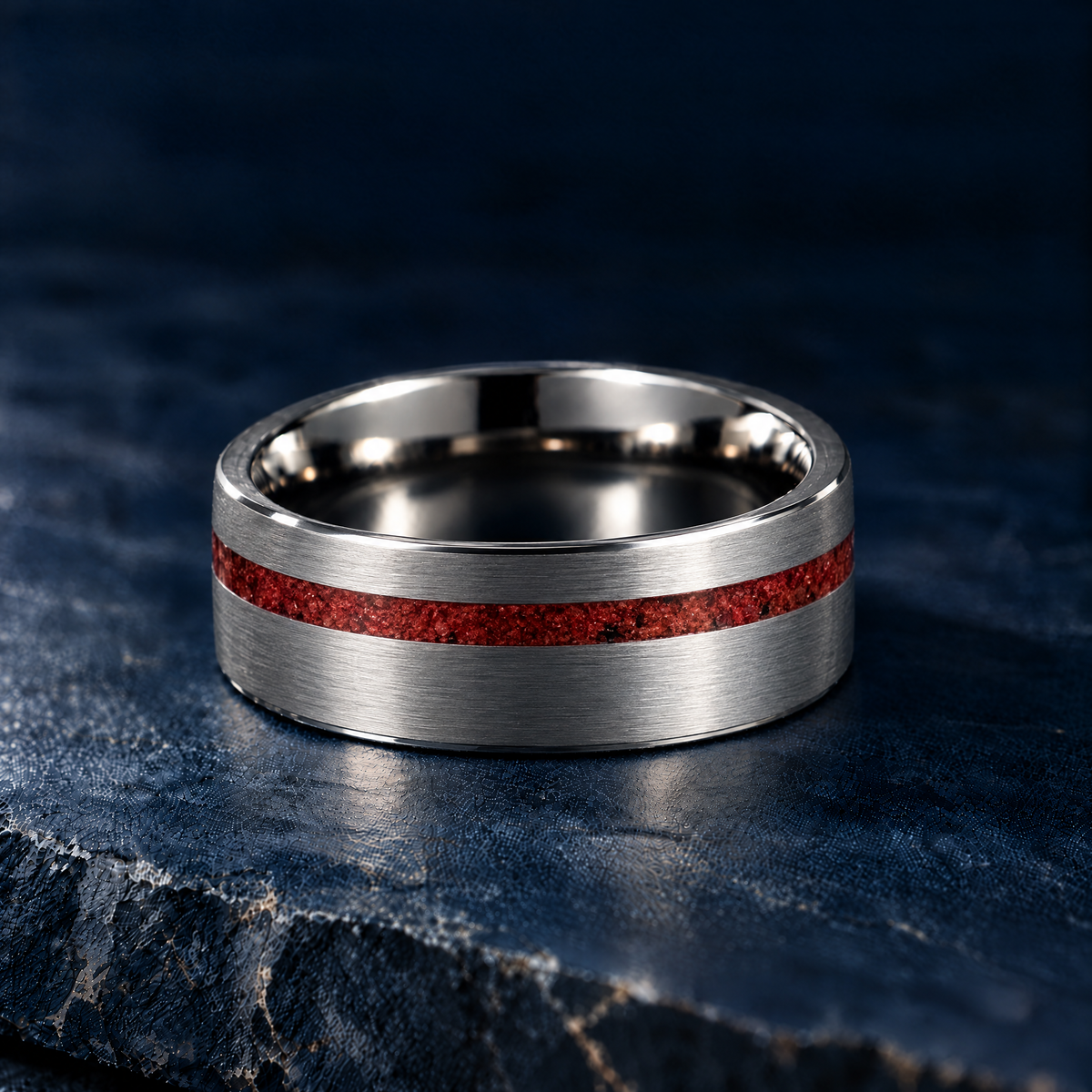 The Moab 8mm titanium red rock ring, front view