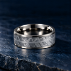 The Lodestar 8mm titanium meteorite effect ring, front view