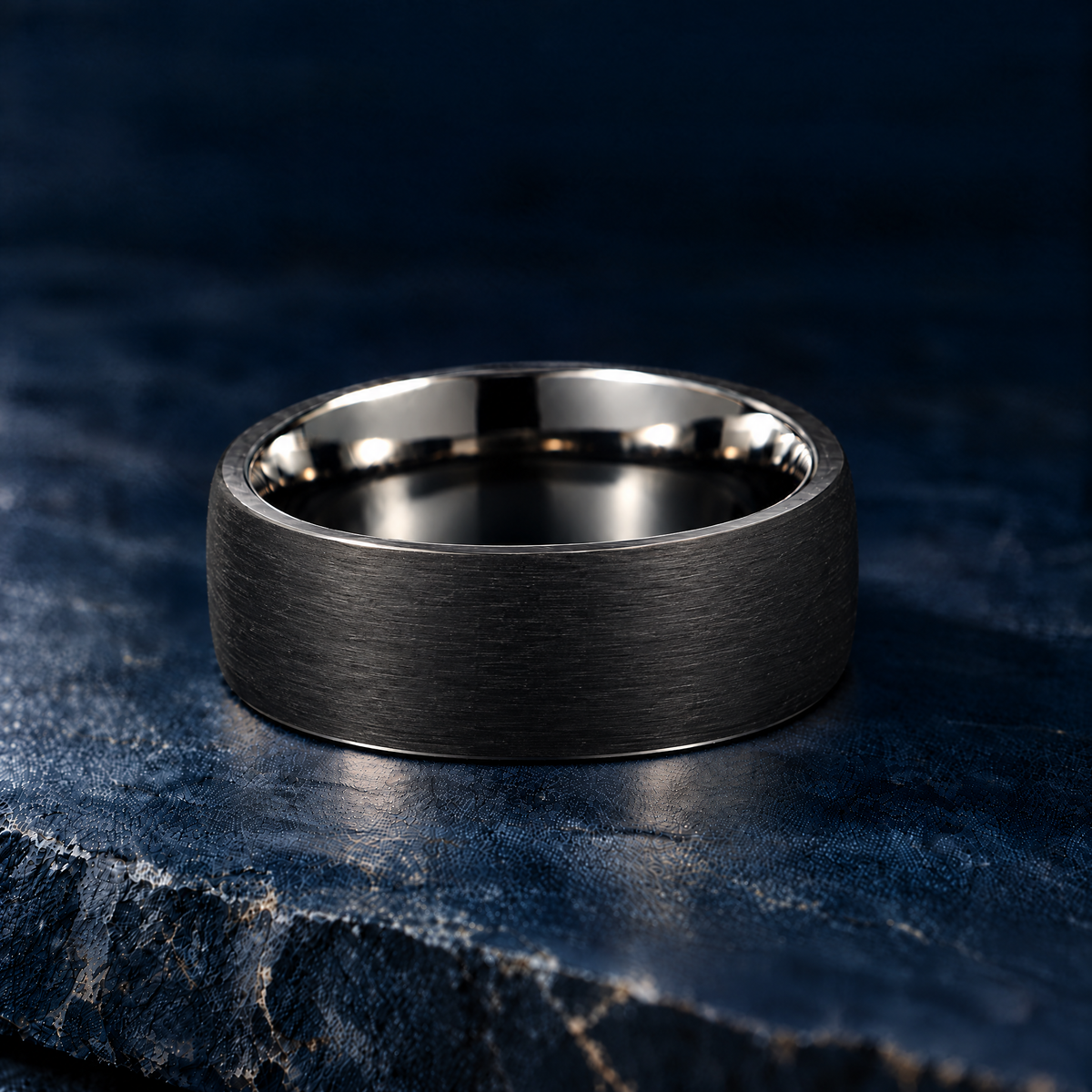 The Monaco 8mm carbon fibre ring, front view
